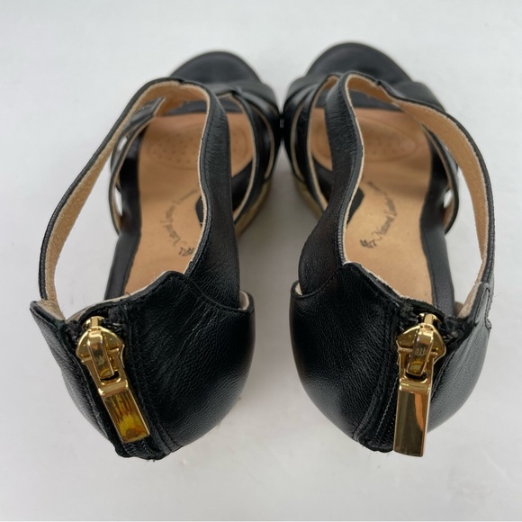 Sofft Black Leather Espadrille Wedge Open Toe Sandals - Picture 9 of 16